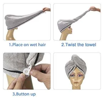 AmazerBath Microfiber Hair Towel Wrap, 3 Pack Super Absorbent Hair Turbans for Women Wet Hair No Frizz, 26 x 10 Inches Quick Dry Hair Towels Cap for Drying Curly, Long & Thick Hair