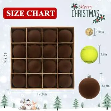 3.15" Brwon Velvet Christmas Ball Ornaments Set, 16 pcs Flocked Brwon Xmas Tree Decoration, Large Shatterproof Decorative Hanging Balls for Party Holiday Wreath Garland Home Décor