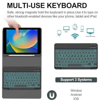 BORIUYAN iPad Case with Keyboard - Compatible and Versatile
