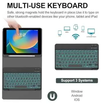 BORIUYAN iPad Case with Keyboard - Compatible and Versatile