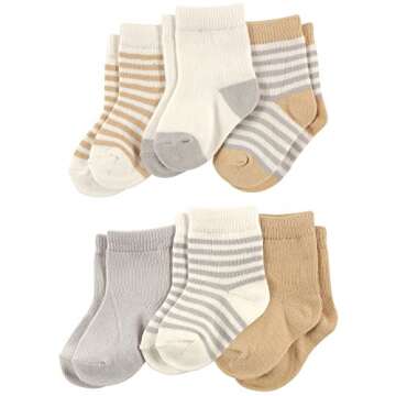 Touched by Nature baby boys Organic Cotton Casual Socks, Neutral Stripes, 0-6 Months US