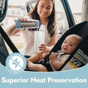 Papablic Portable Travel Baby Bottle Warmer On The Go, Fits Most Car Cup Holders, 12 oz