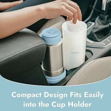 Papablic Portable Travel Baby Bottle Warmer On The Go, Fits Most Car Cup Holders, 12 oz
