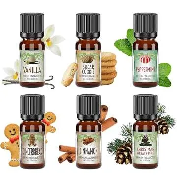 Good Essential Winter Aromatherapy Fragrance Oils Set - 6 Bottles of Festive Scents for Home Care, G...