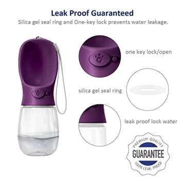WePet Portable Dog Water Bottle with Food Container, 12 OZ + 6 OZ, Leak Proof Puppy Water Dispenser with Drinking Feeder for Pets Outdoor Walking, Hiking, Travel, Food Grade Plastic