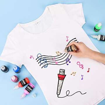 Magicfly 3D Fabric Permanent Paint Set - 40 Vivid Colors with Brushes & Stencils