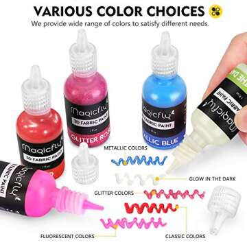 Magicfly 40 Color 3D Fabric Paint Set for Creative Projects
