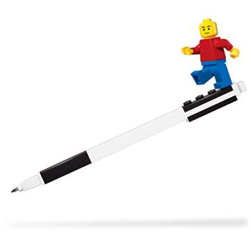 IQ LEGO Stationery Pen Pal - LEGO Black Gel Pen and Classic Minifgure (52601), 1 Pen + 1 Minifigure (Minifigure Colors May Vary)
