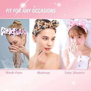 TDHDIKE Spa Headband Bow Facial Makeup Headband(9 Pcs),Soft Headband for Shower Washing Face, Extra Add 5 Gift Bags, Nice Gifts for Women Girls.