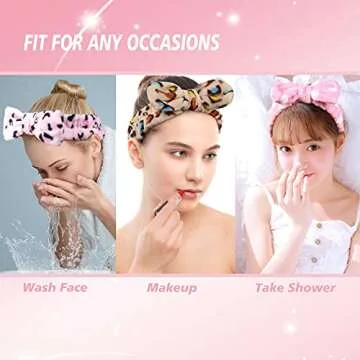 TDHDIKE Spa Headband Bow Facial Makeup Headband(9 Pcs),Soft Headband for Shower Washing Face, Extra Add 5 Gift Bags, Nice Gifts for Women Girls.