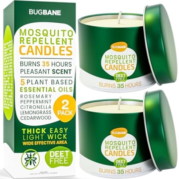 Mosquito Candle Outdoor 2 Pack - Aromatic Natural Bug Repellent