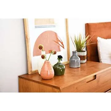 Creative Co-Op Stoneware Bud Vases in Crackle Glaze, Olive/Terracotta Tones, Set of 4