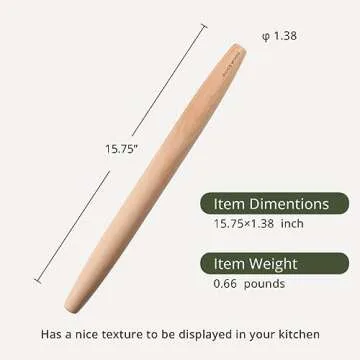 Muso Wood Wooden French Rolling Pin for Any Baking Needs