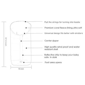 Waterproof Winter Outdoor Tour Universal Stroller Footmuff with All Neat Features,Fits All Stroller,...