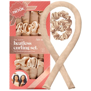 Kitsch Satin Heatless Curling Set - Overnight Hair Rollers for Soft Curls, Curling Rod Headband, Cha...