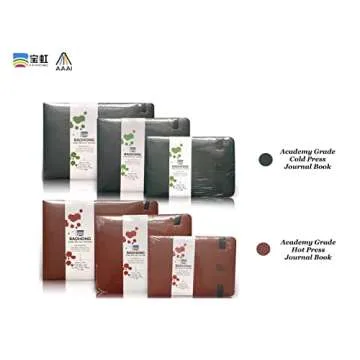 BAOHONG Academy' Watercolor Journal, PU Leather Cover, 24 Sheets Sized 6.2" x 9.4", Cold Press Academy Grade Watercolor Paper, 100% Cotton 140 lb (300 GSM), Travel Art Journal