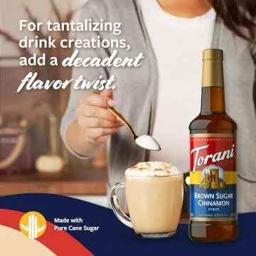 Torani Brown Sugar Cinnamon Coffee Syrup, Flavored Syrup for Drinks, Pump Included, 25.4 Fl Oz