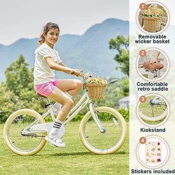 Petimini 20 Inch Girls Bike with Basket and Training Wheels