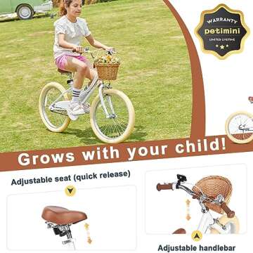 Petimini 20 Inch Girls Bike with Basket and Training Wheels