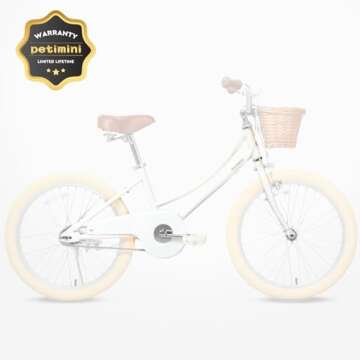 Petimini 20 Inch Girls Bike with Basket and Training Wheels