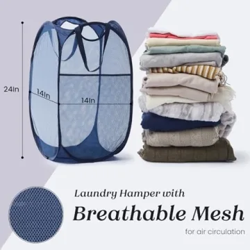 Collapsible Mesh Laundry Hamper - Portable and Stylish