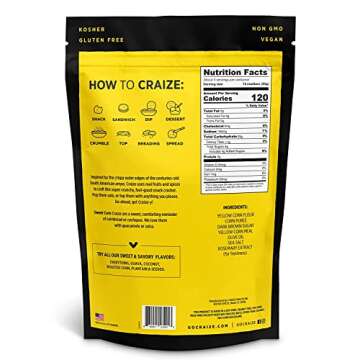 Craize Sweet Corn Crisps | Gluten Free, Vegan, Kosher, Toasted Corn Crackers | 4 oz each