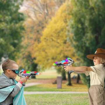 ArtCreativity Ranger Hand-Gun Toy Set with Flashing Lights & Sounds, 2 Cool Futuristic Handguns, Pretend Play, Great Party Favor, Gift for Boys and Girls, Batteries Included- Colors May Vary