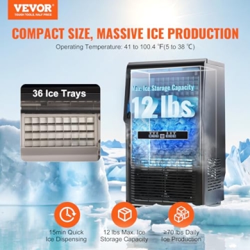 VEVOR Commercial Ice Maker 70lbs/24H Fast & Efficient