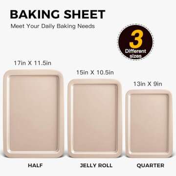 HONGBAKE Nonstick Cookie Sheets Set - 3 Baking Pans