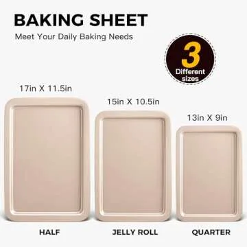 HONGBAKE Nonstick Cookie Sheets Set - 3 Baking Pans