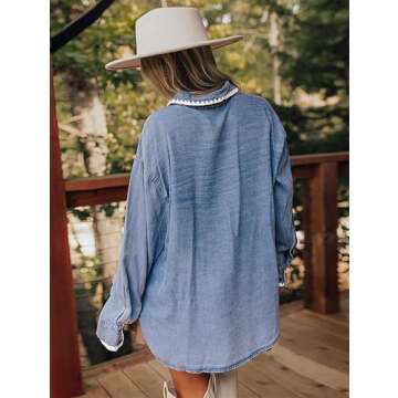 Stylish Oversized Denim Button Down Shirt for Women