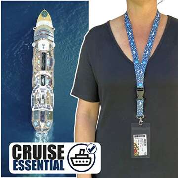 Cruise Lanyards with ID Holder [2 Pack] Mermaid & Cruise Ship Design for Ship Key Cards [Gray & Blue...