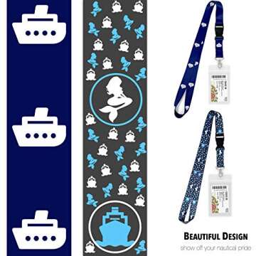Cruise Lanyards with ID Holder [2 Pack] Mermaid & Cruise Ship Design for Ship Key Cards [Gray & Blue] in 2023, 2024 & 2025
