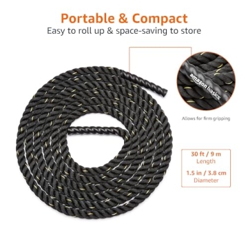 Amazon Basics 1.5 Inch 30 Foot Black Battle Rope