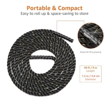 Amazon Basics 1.5 Inch 30 Foot Black Battle Rope