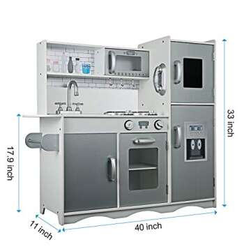 GOLDORO Kids Kitchen Playset Play Kitchen for Toddlers, Fun with Friends Kitchen,Kids Play Kitchen Set with Ice Maker,Removable Sink and Drawing Board