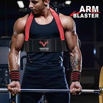 Tikaton Arm Blaster with Wrist Wraps for Biceps & Triceps, Adjustable Bicep Curl Support Isolator for Big Arms Bodybuilding & Weightlifting, Thick Aluminum Biceps Workout Equipment