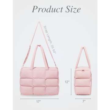 Unilily Large Quilted Puffer Tote Bag for Work & Travel