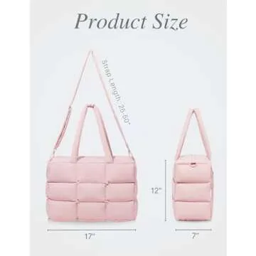 Unilily Large Quilted Puffer Tote Bag for Work & Travel