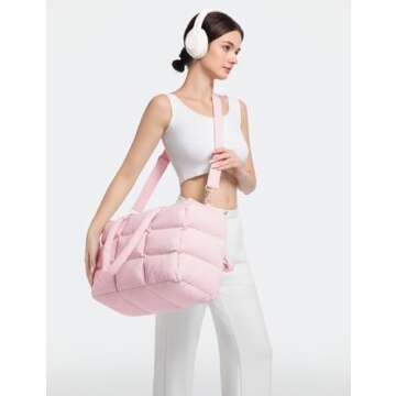 Unilily Large Quilted Puffer Tote Bag for Work & Travel