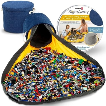 Creative QT SlideAway Toy Storage Organizer & Play Mat - Navy Blue, Kids Toy Box