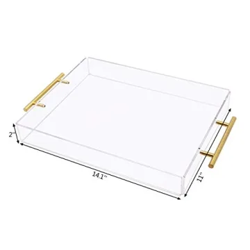 Elegant 11x14 Clear Acrylic Serving Tray with Gold Handle