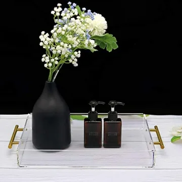 Elegant 11x14 Clear Acrylic Serving Tray with Gold Handle