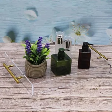 Elegant 11x14 Clear Acrylic Serving Tray with Gold Handle