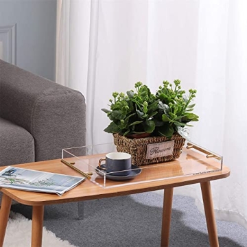 Elegant 11x14 Clear Acrylic Serving Tray with Gold Handle