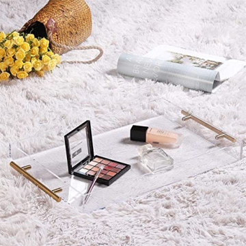 Elegant 11x14 Clear Acrylic Serving Tray with Gold Handle