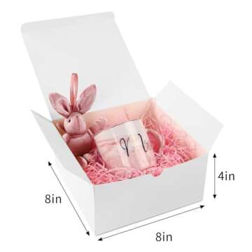 Moretoes 8x8x4 Gift Boxes, 12pcs White Kraft Paper Gift Box with Lids for Wedding Present, Bridesmai...