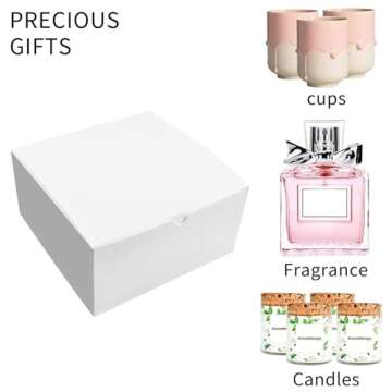Moretoes 8x8x4 Gift Boxes, 12pcs White Kraft Paper Gift Box with Lids for Wedding Present, Bridesmaid Proposal Gift, Birthday Party Gift, Engagements