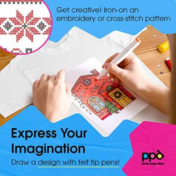 PPD Iron on Transfer Paper for Light Fabric, 20 Sheets