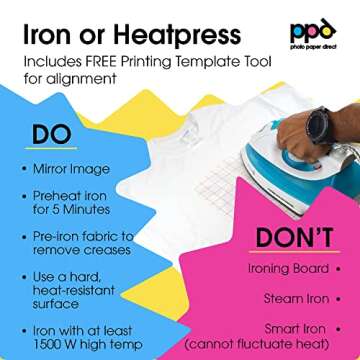 PPD Iron on Transfer Paper for Light Fabric, 20 Sheets
